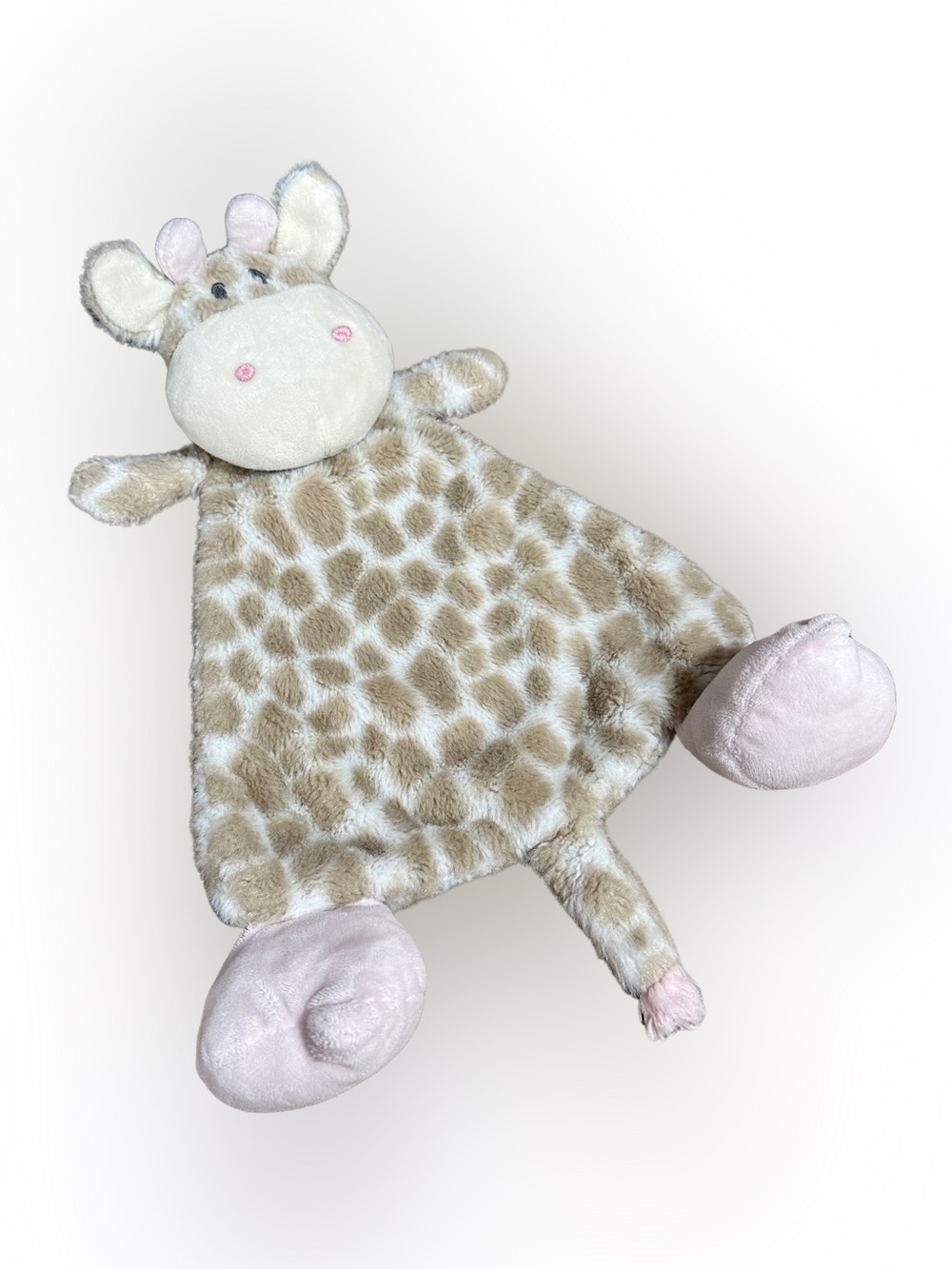 Demdaco Nat And Jules Giraffe Lovey Plush Security Blanket Rattle Pink Feet